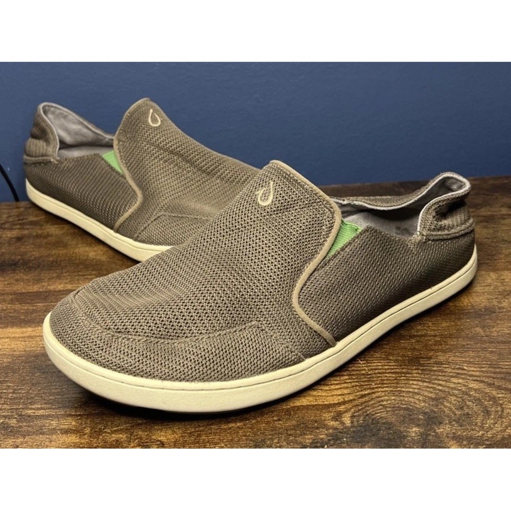 Olukai Nohea Mesh Mens Size 8 Brown Green Casual Walking Slip On Shoes Sneakers